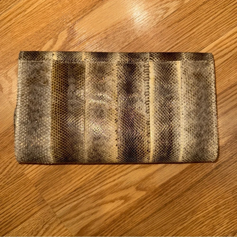 Vintage‎ Jacques Levine Snakeskin Bow Clutch Hand Bag Made in the Philippines